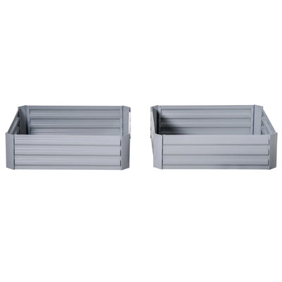 Set Of 2 Raised Garden Bed Galvanized Steel Planter Boxes