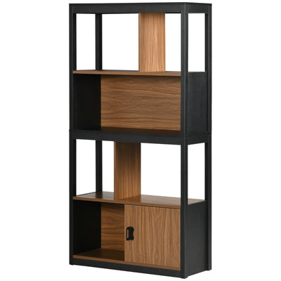 Modern 4-Tier Bookshelf, Walnut Brown