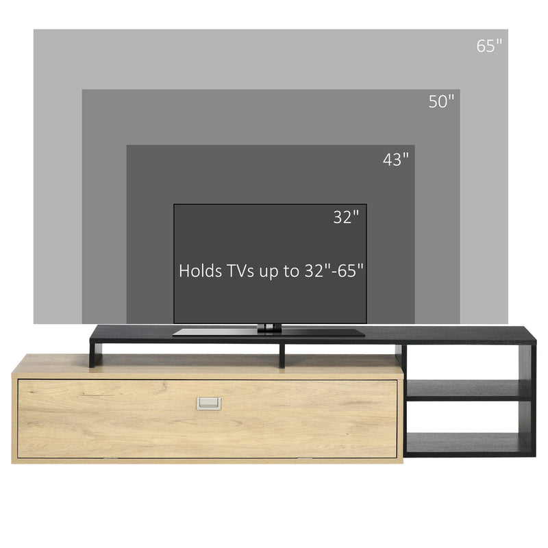 HOMCOM TV Unit Cabinet for TVs up to 32"-65", TV Stand with Storage Shelves and Cupboard for Living Room