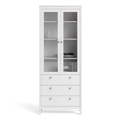 Madrid China Cabinet 2 Doors W/Glass + 3 Drawers In White