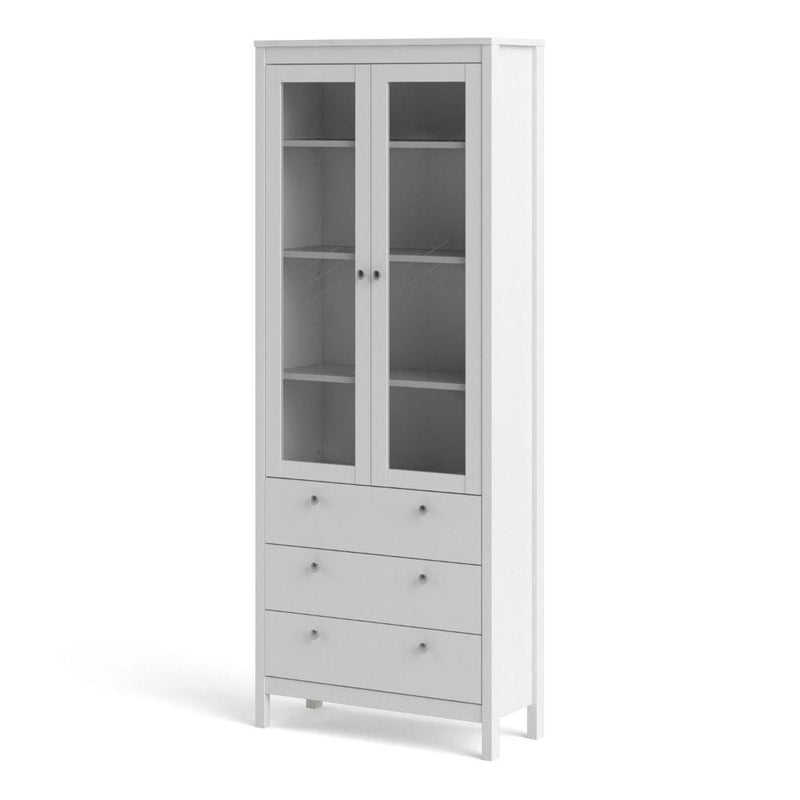 Madrid China Cabinet 2 Doors W/Glass + 3 Drawers In White