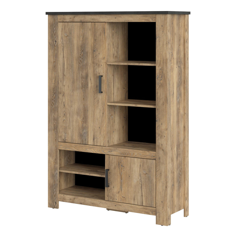 Rapallo - Rapallo 2 door 5 shelves cabinet in Chestnut and Matera Grey