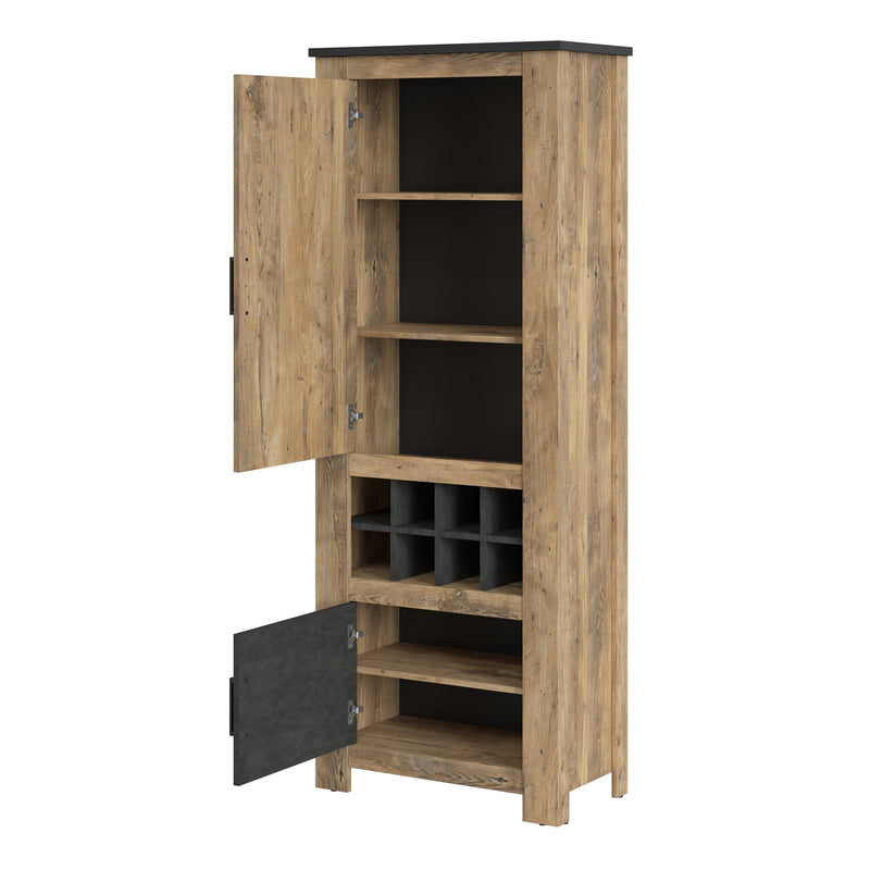 Rapallo - Rapallo 2 door cabinet with wine rack in Chestnut and Matera Grey