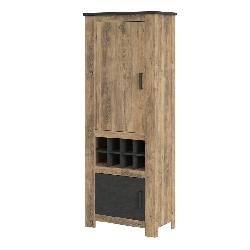 Rapallo - Rapallo 2 door cabinet with wine rack in Chestnut and Matera Grey