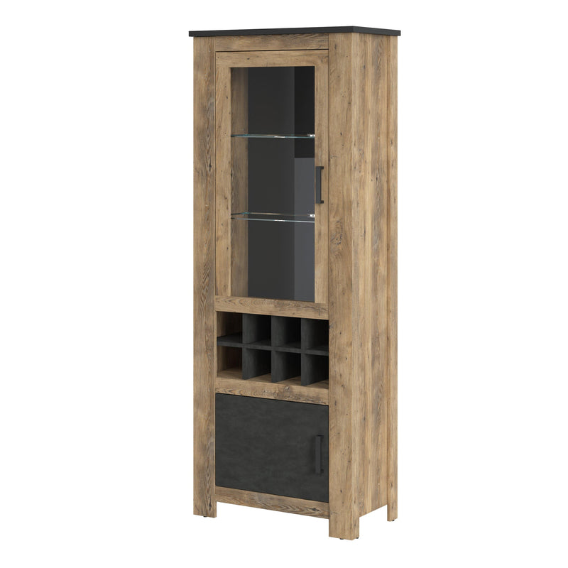 Rapallo - Rapallo 2 door display cabinet with wine rack in Chestnut and Matera Grey