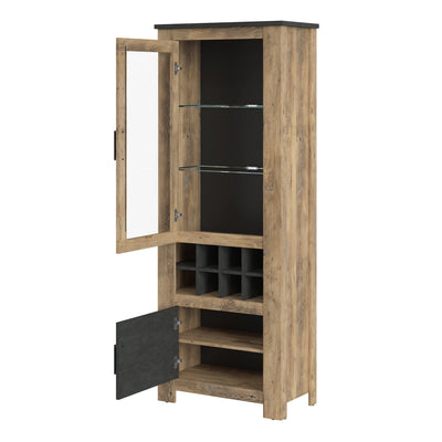 Rapallo - Rapallo 2 door display cabinet with wine rack in Chestnut and Matera Grey