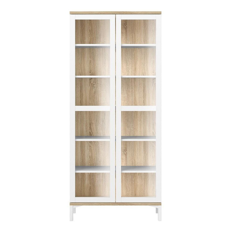 Roomers Display Cabinet Glazed 2 Doors in White and Oak White and Oak