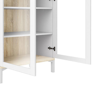 Roomers Display Cabinet Glazed 2 Doors in White and Oak White and Oak