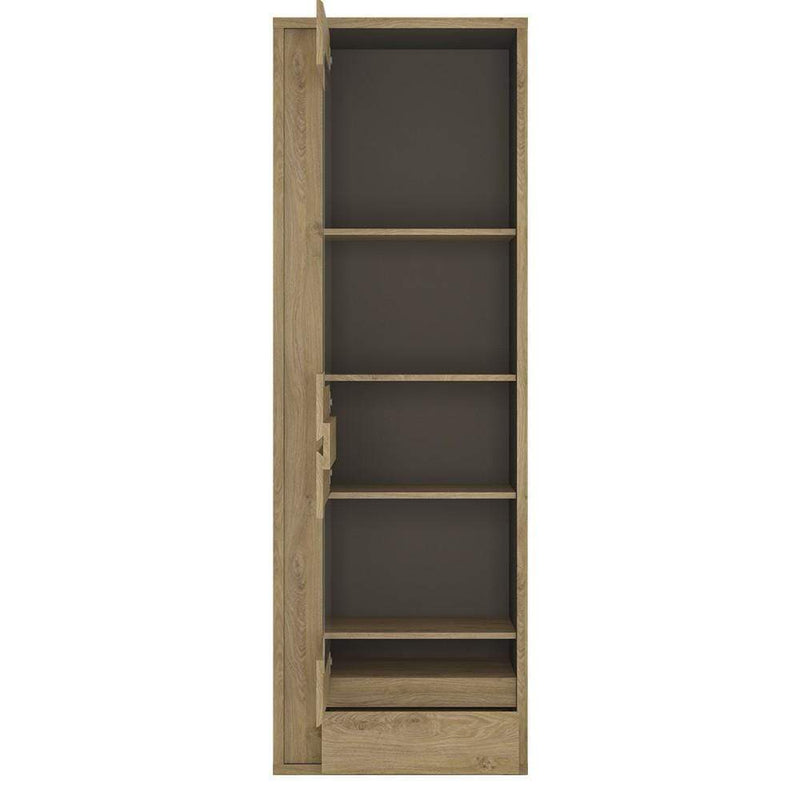 Shetland 1 Door 1 Drawer Narrow Glazed display cabinet Shetland Oak Finish