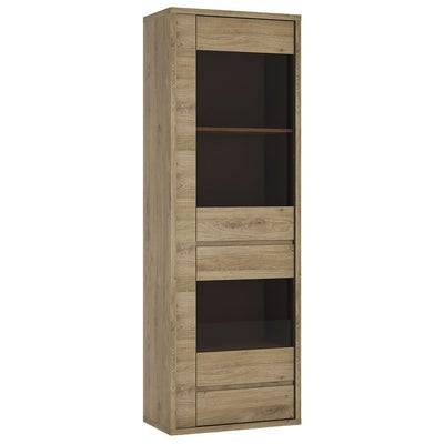 Shetland 1 Door 1 Drawer Narrow Glazed display cabinet Shetland Oak Finish