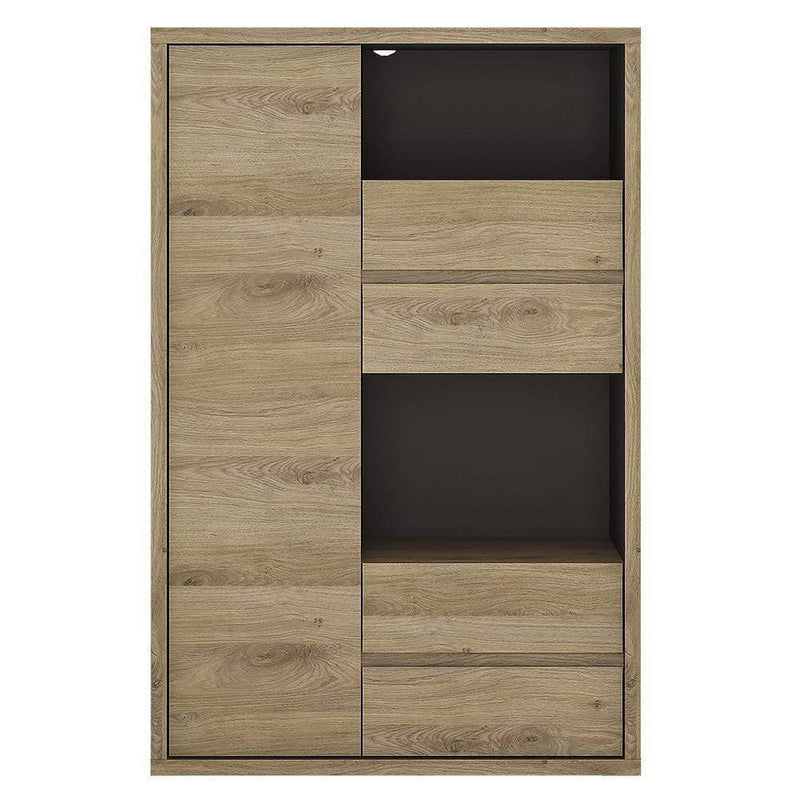 Shetland 1 Door 4 drawer display cabinet Shetland Oak Finish