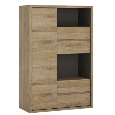 Shetland 1 Door 4 drawer display cabinet Shetland Oak Finish