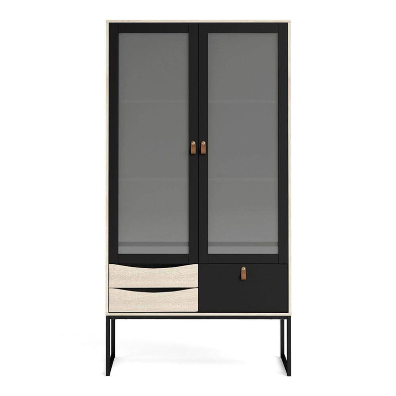 Stubbe China cabinet 2 frame doors + 3 drawers Matt Black Oak