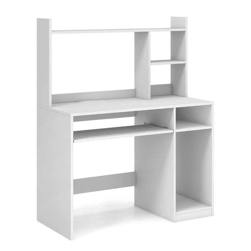 Computer Desk with Storage Shelf-White