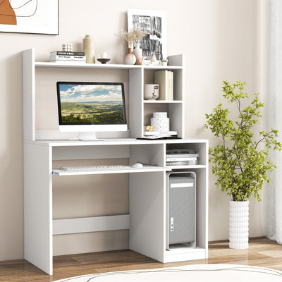 Computer Desk with Storage Shelf-White