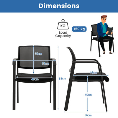 Juego de 2 sillas para sala de espera con reposabrazos, color negro