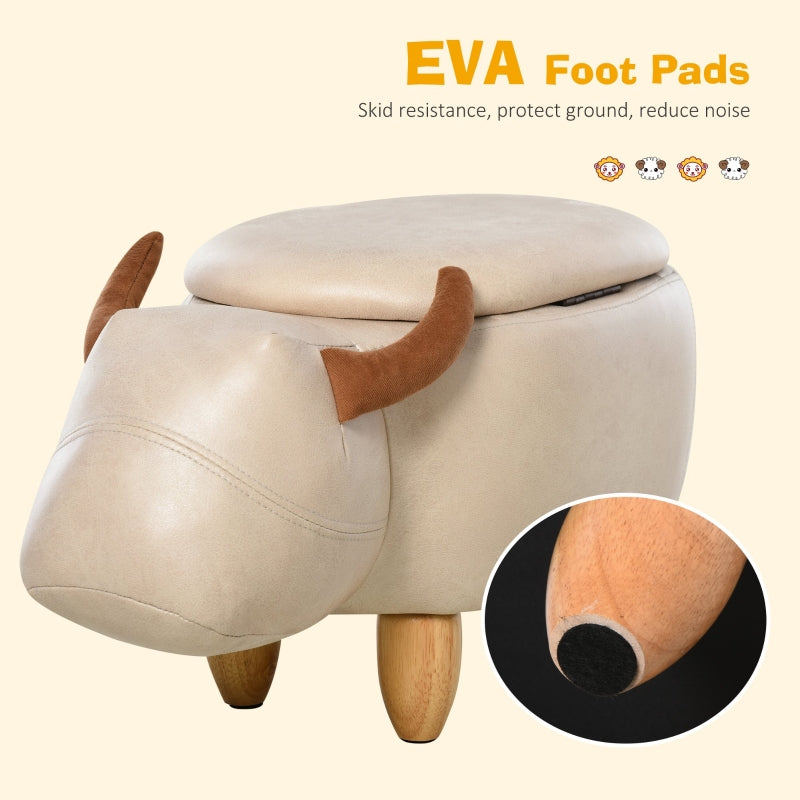 Animal Footstool Buffalo Storage - Ivory