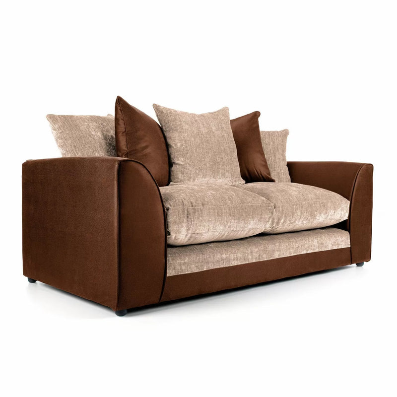 Aruba Fabric 3 Seater and 2 Seater Sofa Set - Brown and Beige