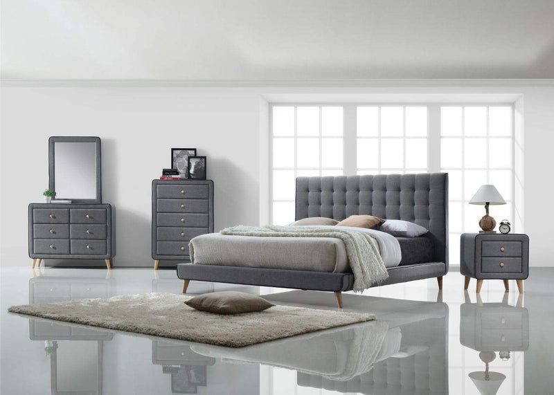 Stockholm Grey Fabric 5 Drawer Chest