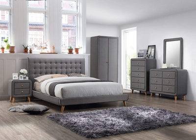 Stockholm Grey Fabric 5 Drawer Chest