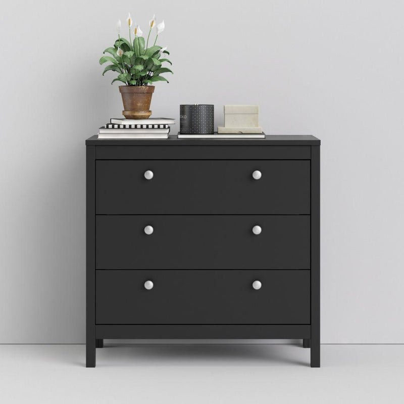 Madrid Chest 3 Drawers In Matt Black