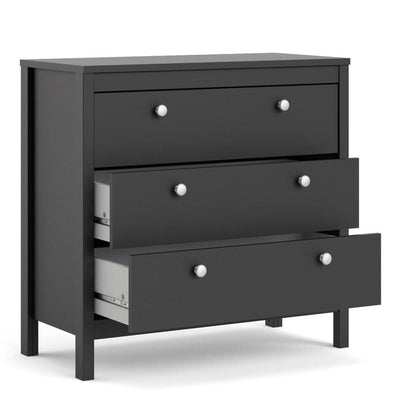 Madrid Chest 3 Drawers In Matt Black