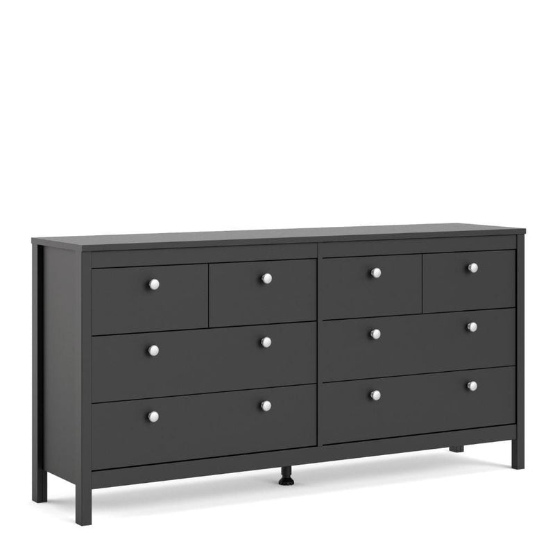 Madrid Double Dresser 4+4 Drawers In Matt Black