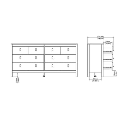 Madrid Double Dresser 4+4 Drawers In White