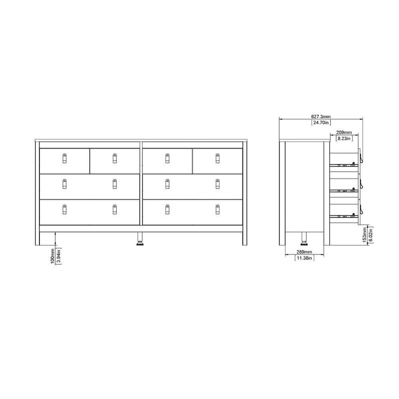 Madrid Double Dresser 4+4 Drawers In White