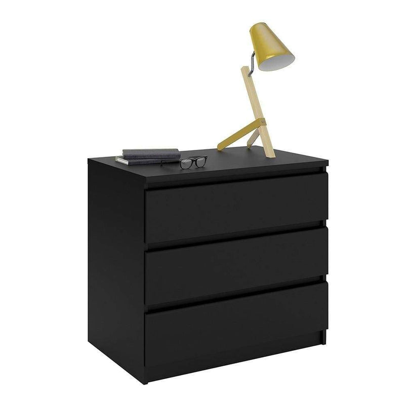 Naia Chest of 3 Drawers in Black Matt