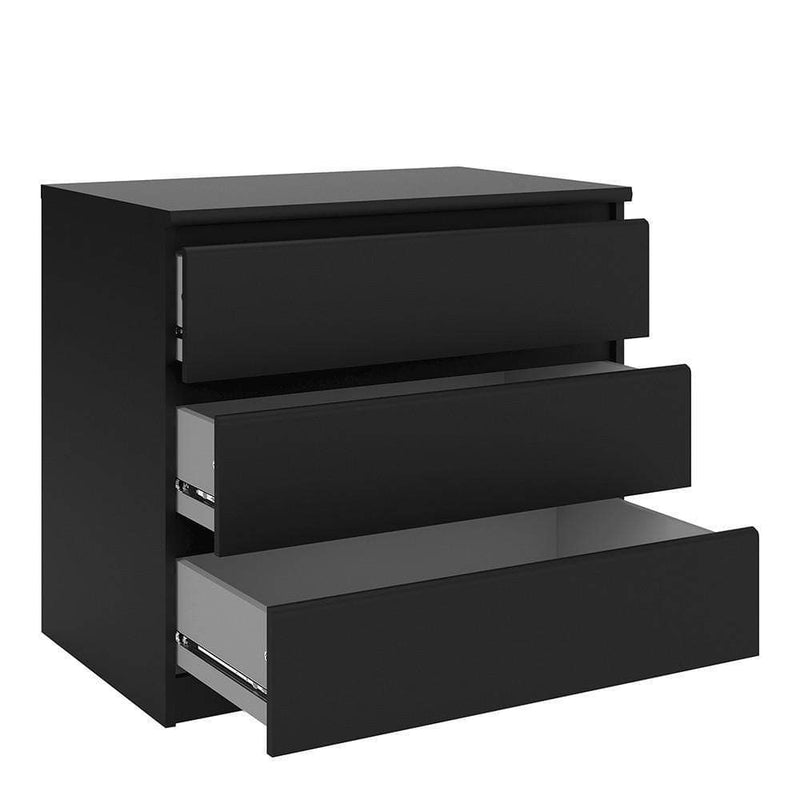 Naia Chest of 3 Drawers in Black Matt