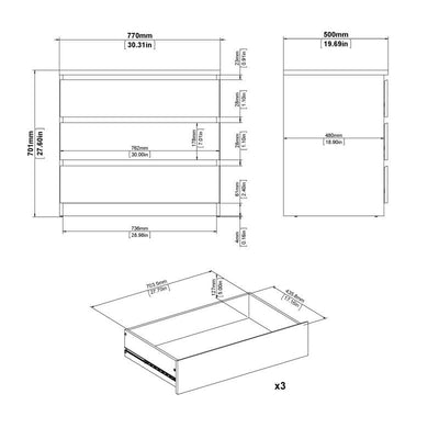 Naia Chest of 3 Drawers in Jackson Hickory Oak