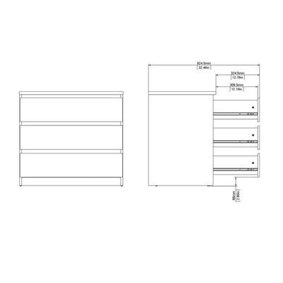 Naia Chest of 3 Drawers in Jackson Hickory Oak