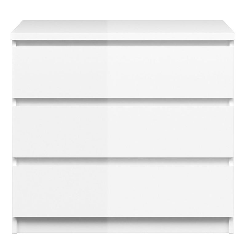 Naia Chest of 3 Drawers in White High Gloss