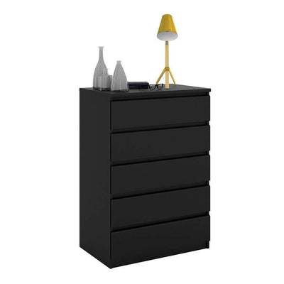 Naia Chest of 5 Drawers in Black Matt