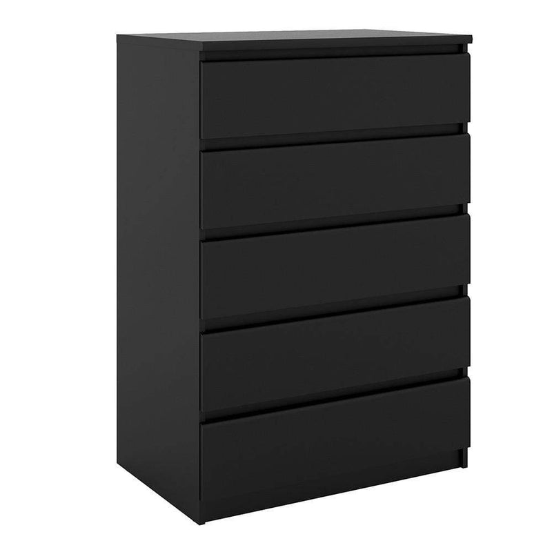 Naia Chest of 5 Drawers in Black Matt