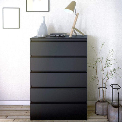 Naia Chest of 5 Drawers in Black Matt