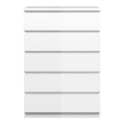 Naia Chest of 5 Drawers in White High Gloss