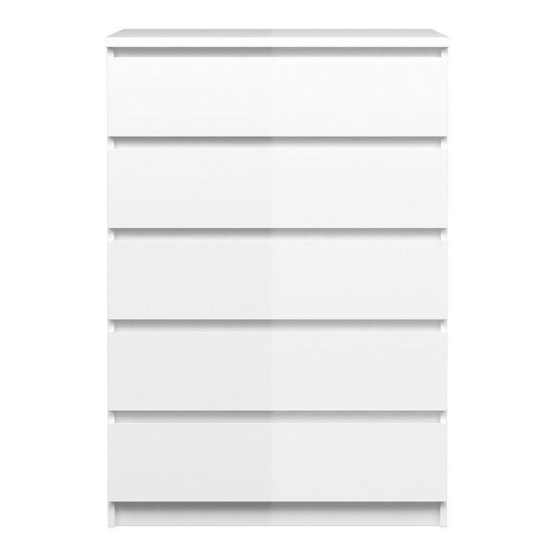 Naia Chest of 5 Drawers in White High Gloss