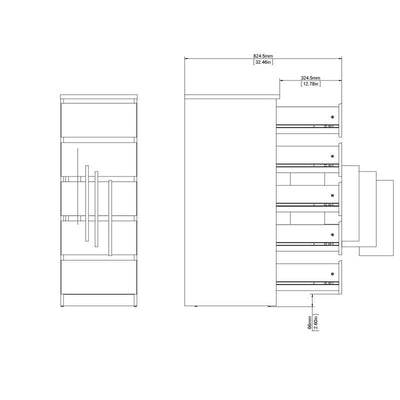 Naia Narrow Chest of 5 Drawers in Jackson Hickory Oak