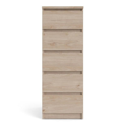 Naia Narrow Chest of 5 Drawers in Jackson Hickory Oak