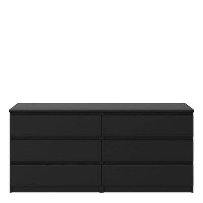 Naia Wide Chest of 6 Drawers (3+3) in Black Matt