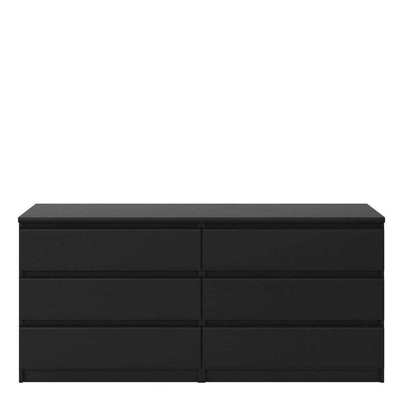 Naia Wide Chest of 6 Drawers (3+3) in Black Matt