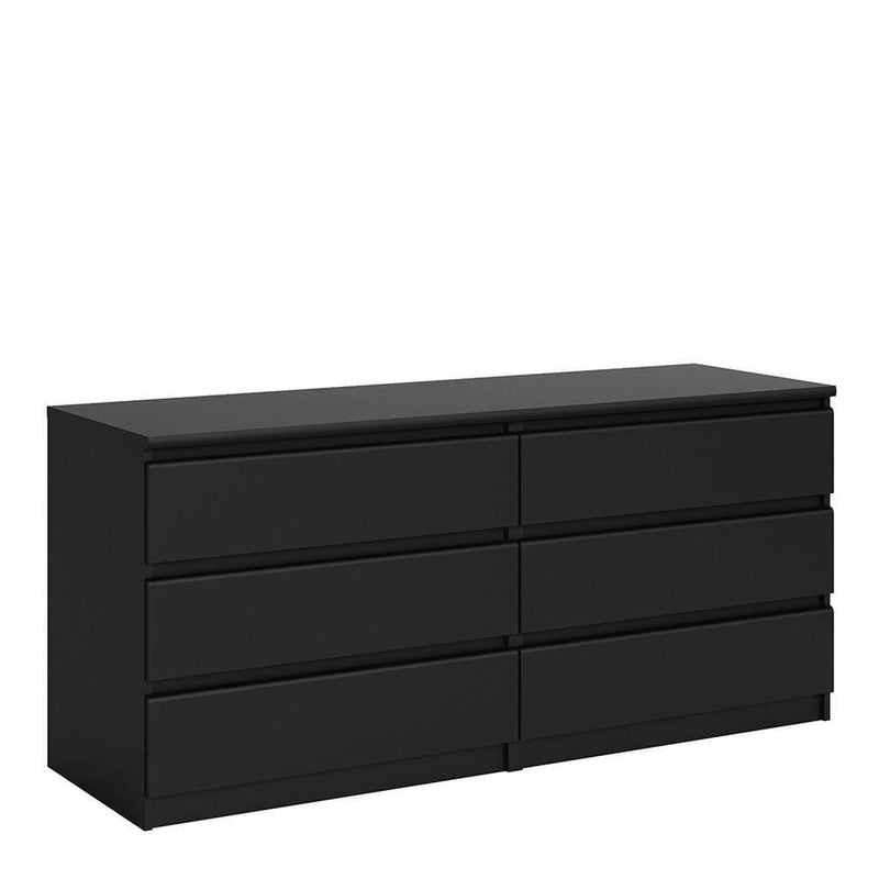 Naia Wide Chest of 6 Drawers (3+3) in Black Matt