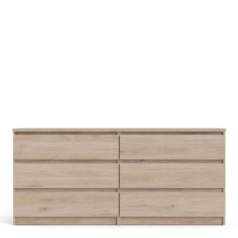 Naia Wide Chest of 6 Drawers (3+3) in Jackson Hickory Oak