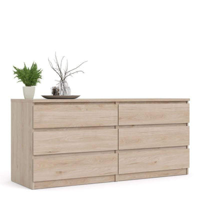 Naia Wide Chest of 6 Drawers (3+3) in Jackson Hickory Oak