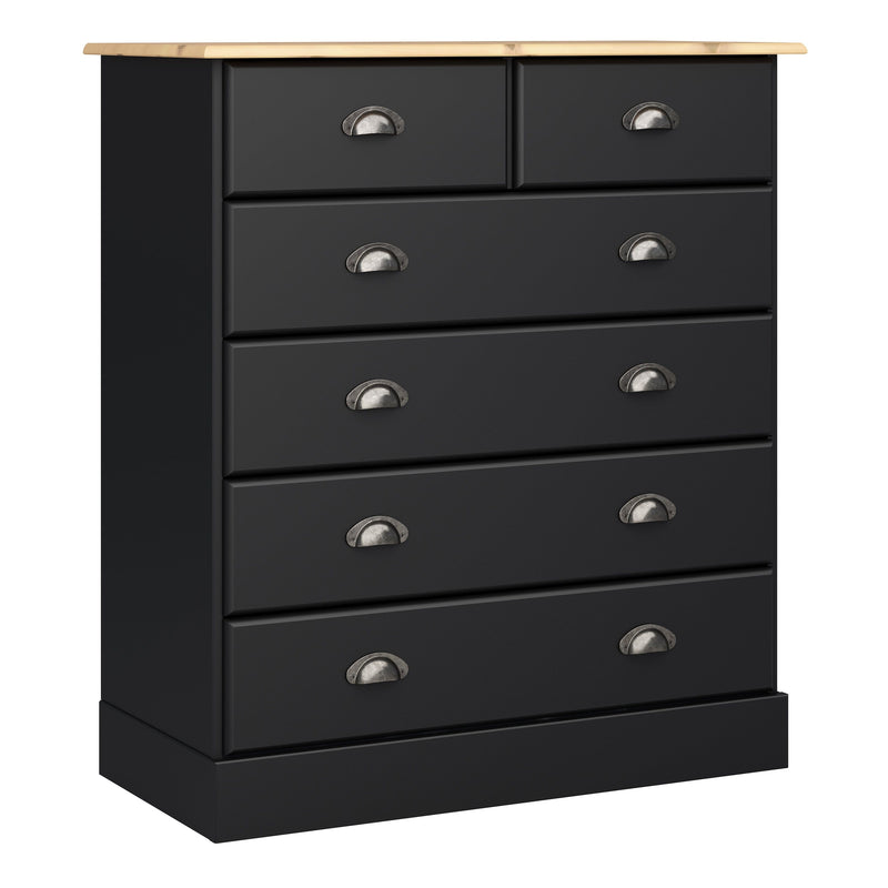 Nola 4+2 Drawer Chest Black & Pine