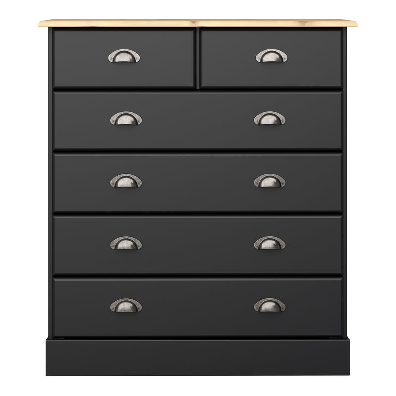 Nola 4+2 Drawer Chest Black & Pine