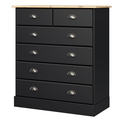 Nola 4+2 Drawer Chest Black & Pine