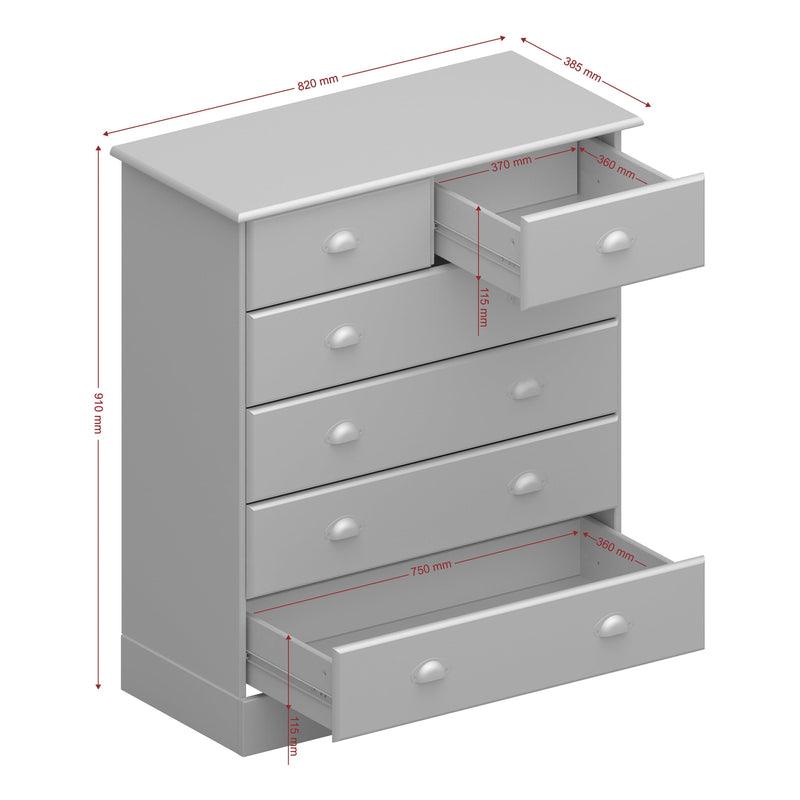 Nola 4+2 Drawer Chest Black & Pine